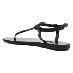 Sort Læder Flade Sandaler