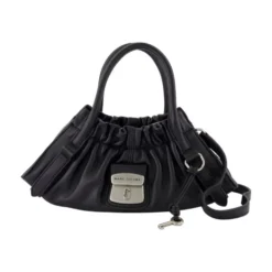 Sort læder Satchel Skuldertaske