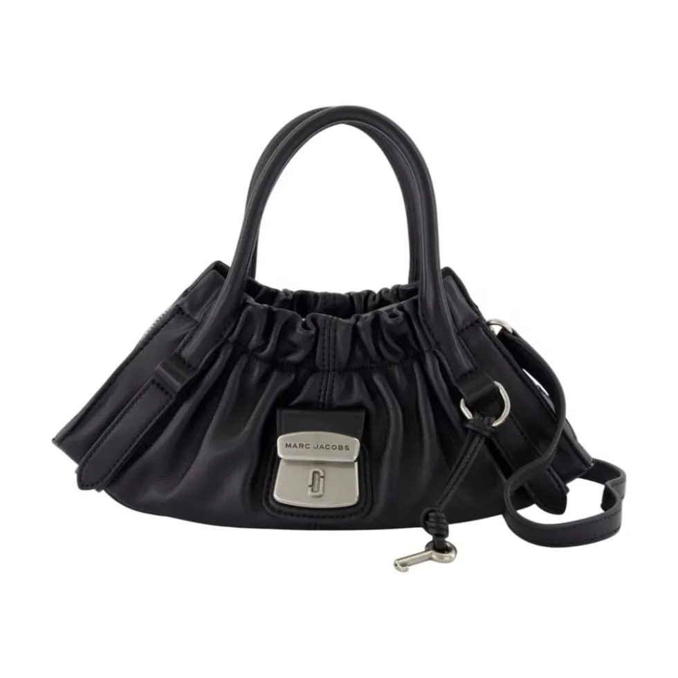Sort læder Satchel Skuldertaske