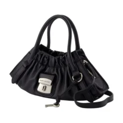 Sort læder Satchel Skuldertaske