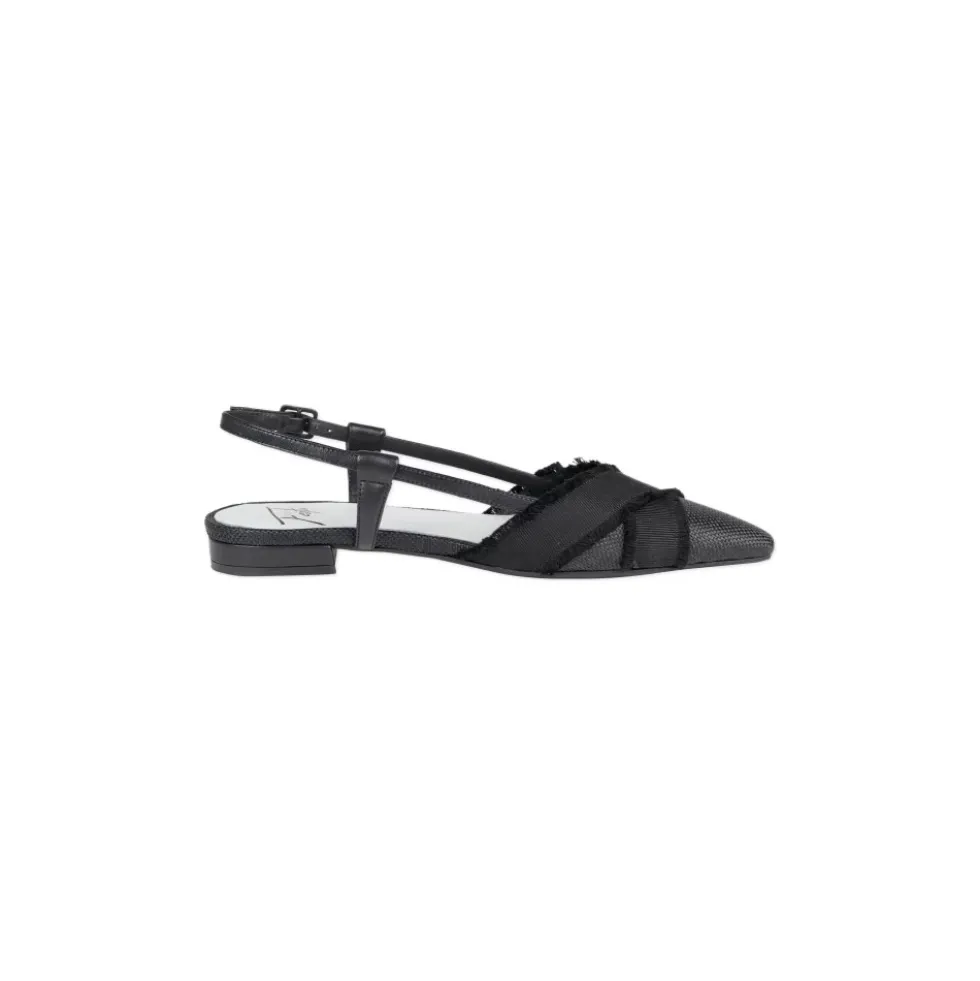 Sort læder slingback flade sko