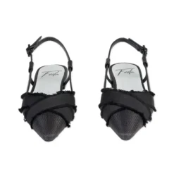 Sort læder slingback flade sko