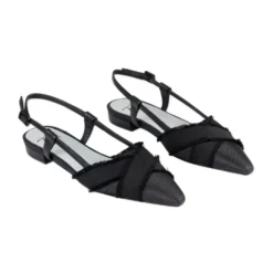Sort læder slingback flade sko