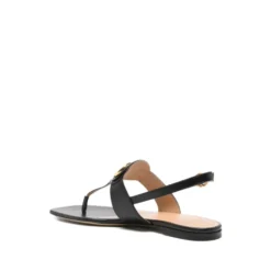 Sort læder VLogo spænde sandaler