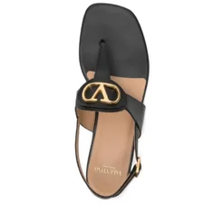 Sort læder VLogo spænde sandaler