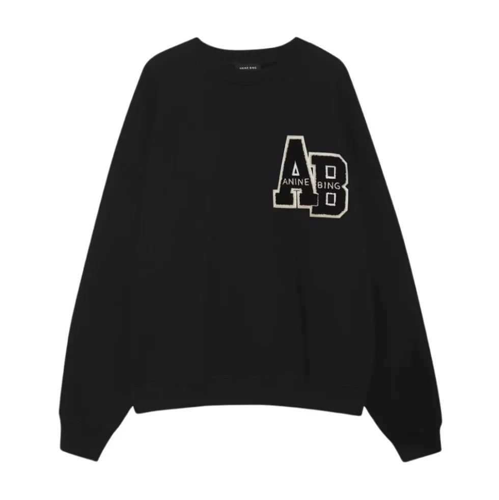 Sort Letterman Sweatshirt Jakke