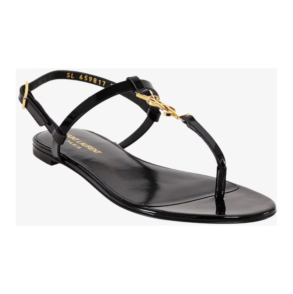 Sort Monogram Læder Sandaler