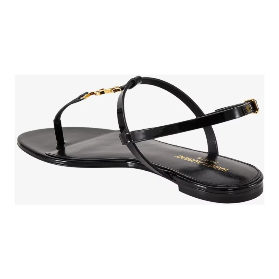 Sort Monogram Læder Sandaler
