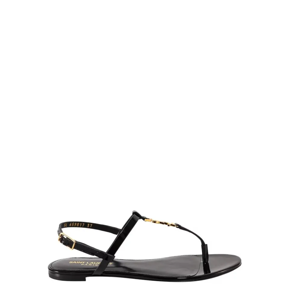 Sort Monogram Læder Sandaler