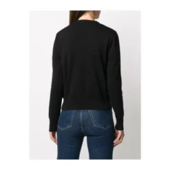 Sort Polstret Cardigan med Logo Patch