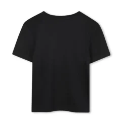 Sort Tone-on-Tone Broderet T-shirt