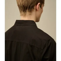 Sort Zip Skjortejakke 100% Bomuld
