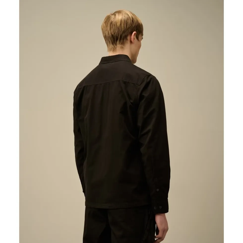 Sort Zip Skjortejakke 100% Bomuld