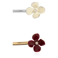 Sæt med 2 Hårspænder med Emaljeblomster