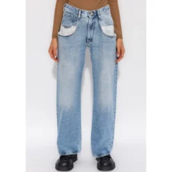 Straight Jeans Med Kontrasterende Lommer