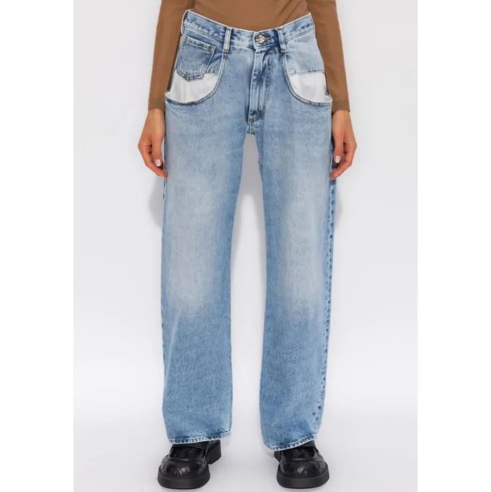 Straight Jeans Med Kontrasterende Lommer