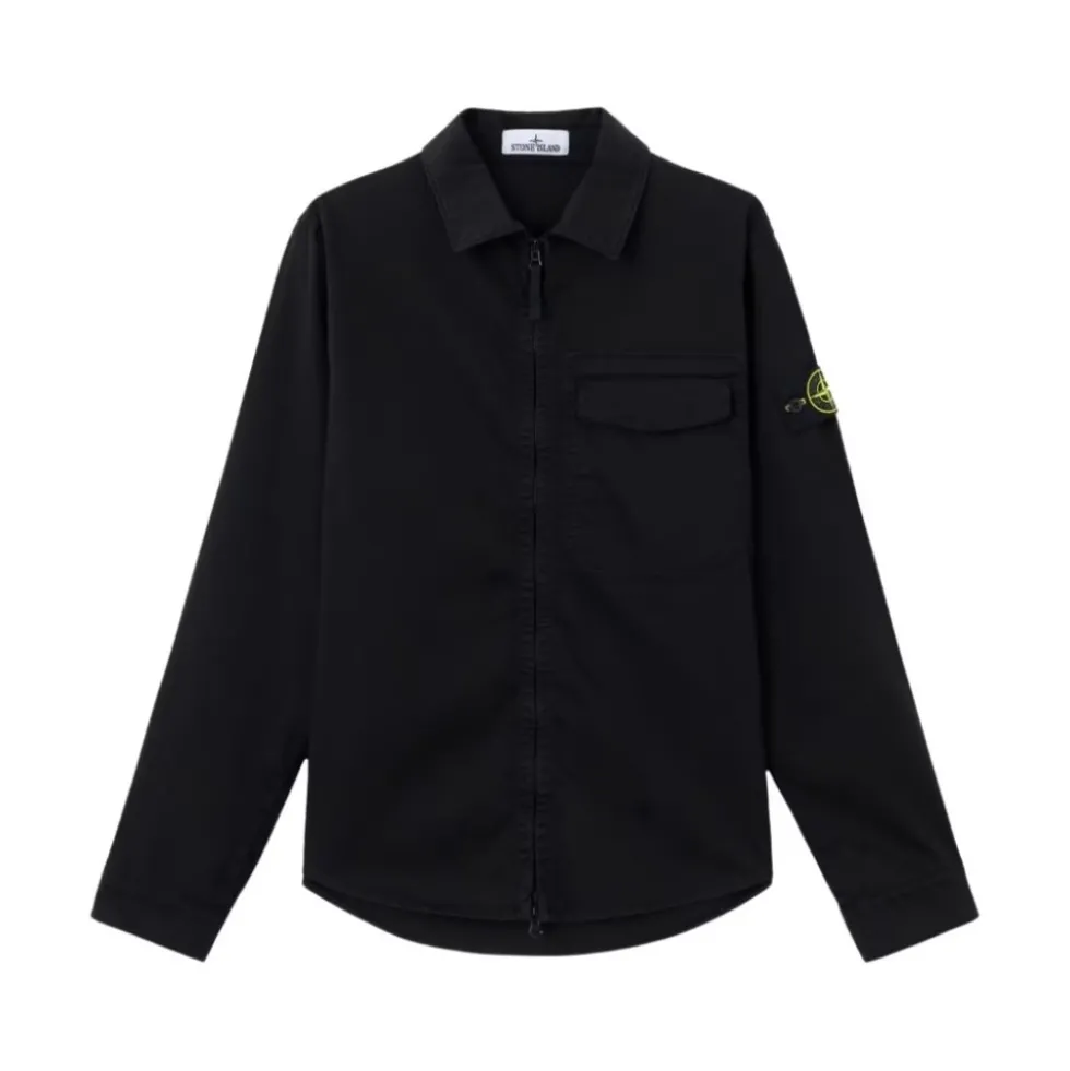 Stretch Cotton Satin Overshirt