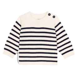 Stribet Pullover i Uld og Bomuld