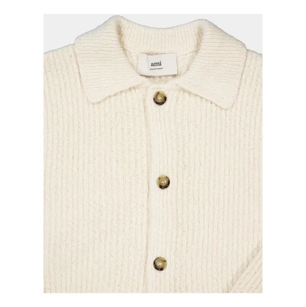 Strikket cardigan med brandede knapper