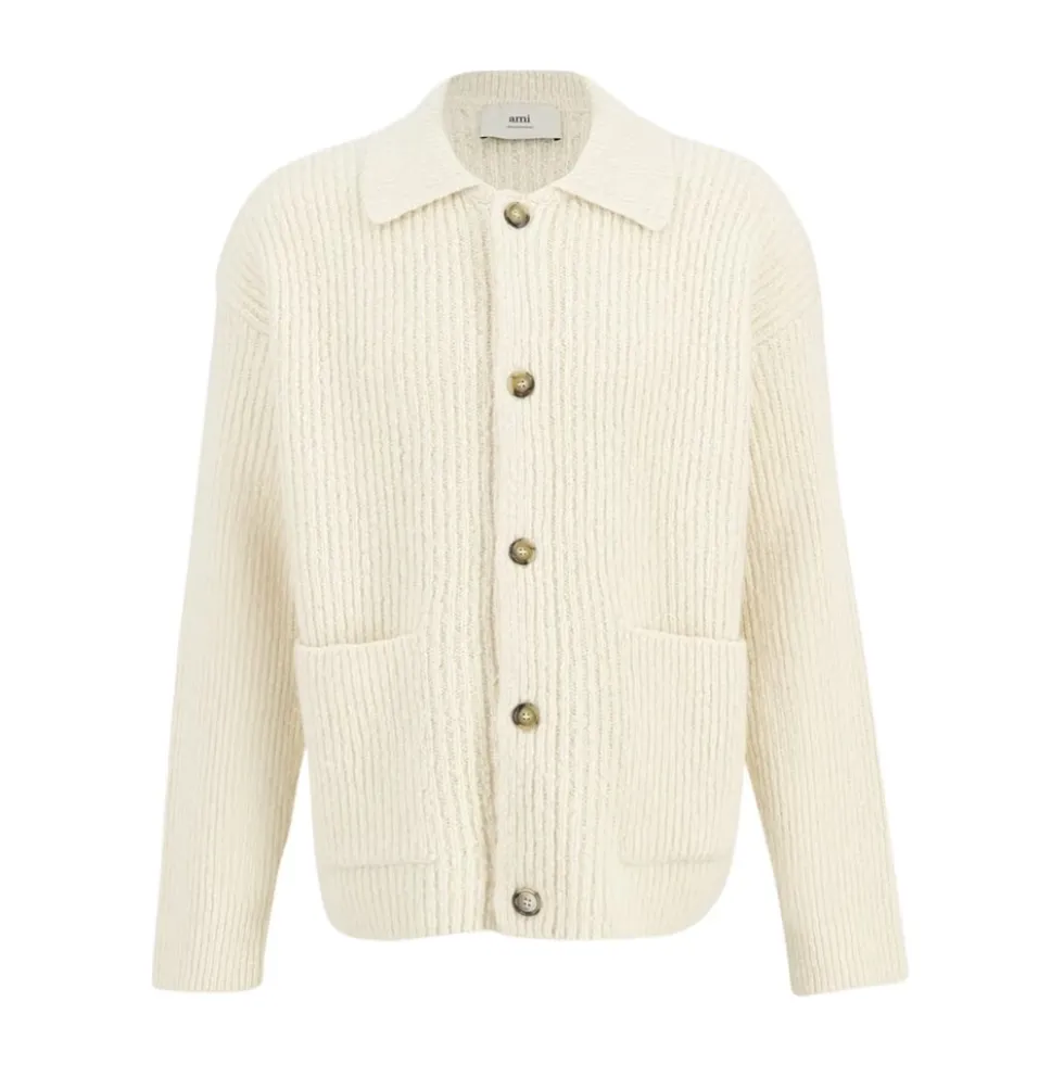 Strikket cardigan med brandede knapper
