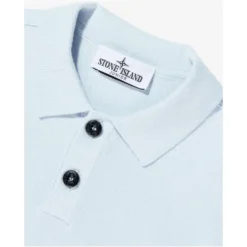 Strikket langærmet poloshirt