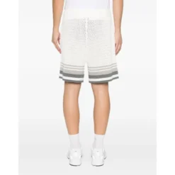 Striped Crochet-Detail Shorts