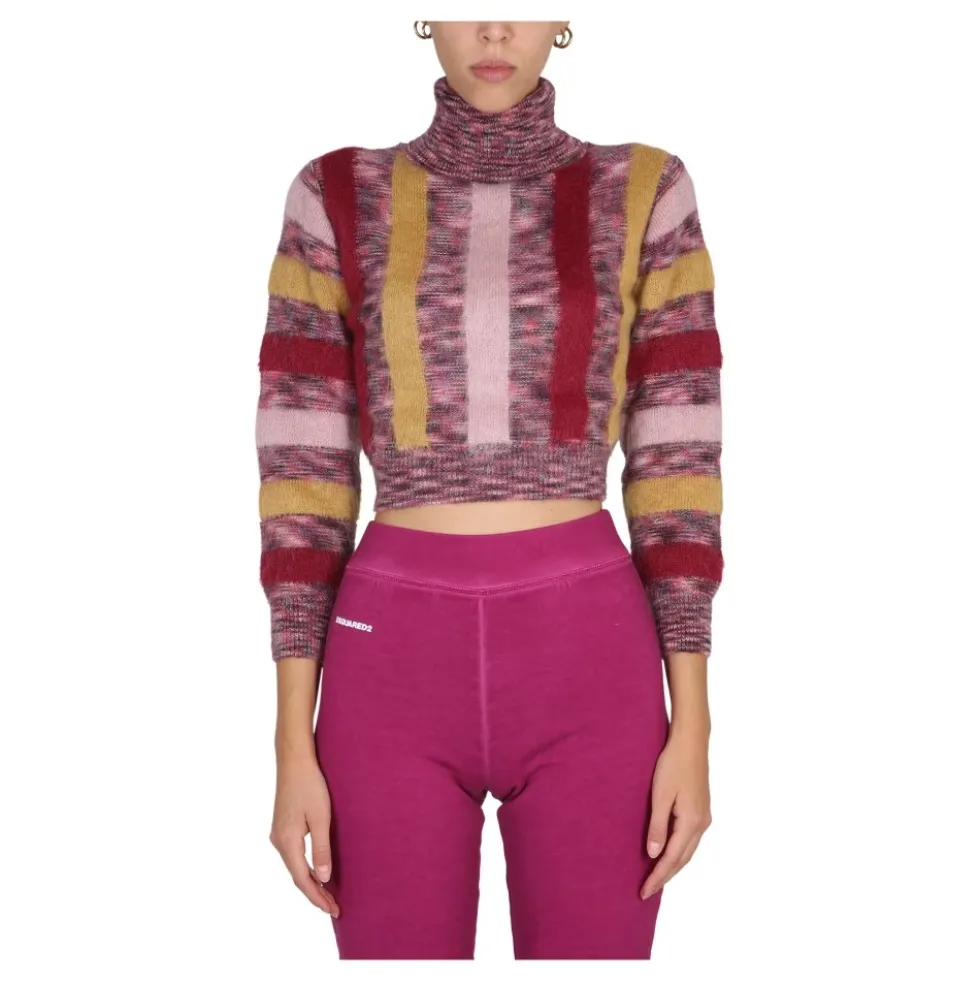 Striped Crop Turtleneck