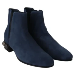 Suede ankelstøvler med dekorative nitter