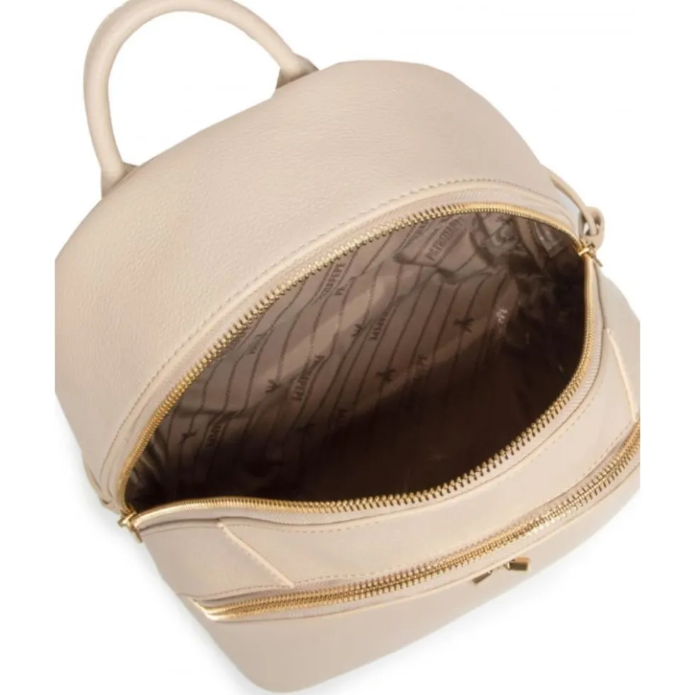 Taske med frontlomme og guldfarvede lynlåse