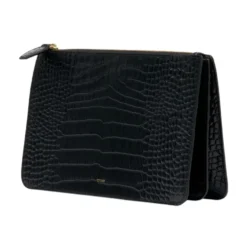 Threefold Croco-Embossed Clutch