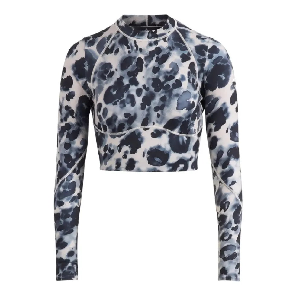 Training Langærmet Crop Top med Print