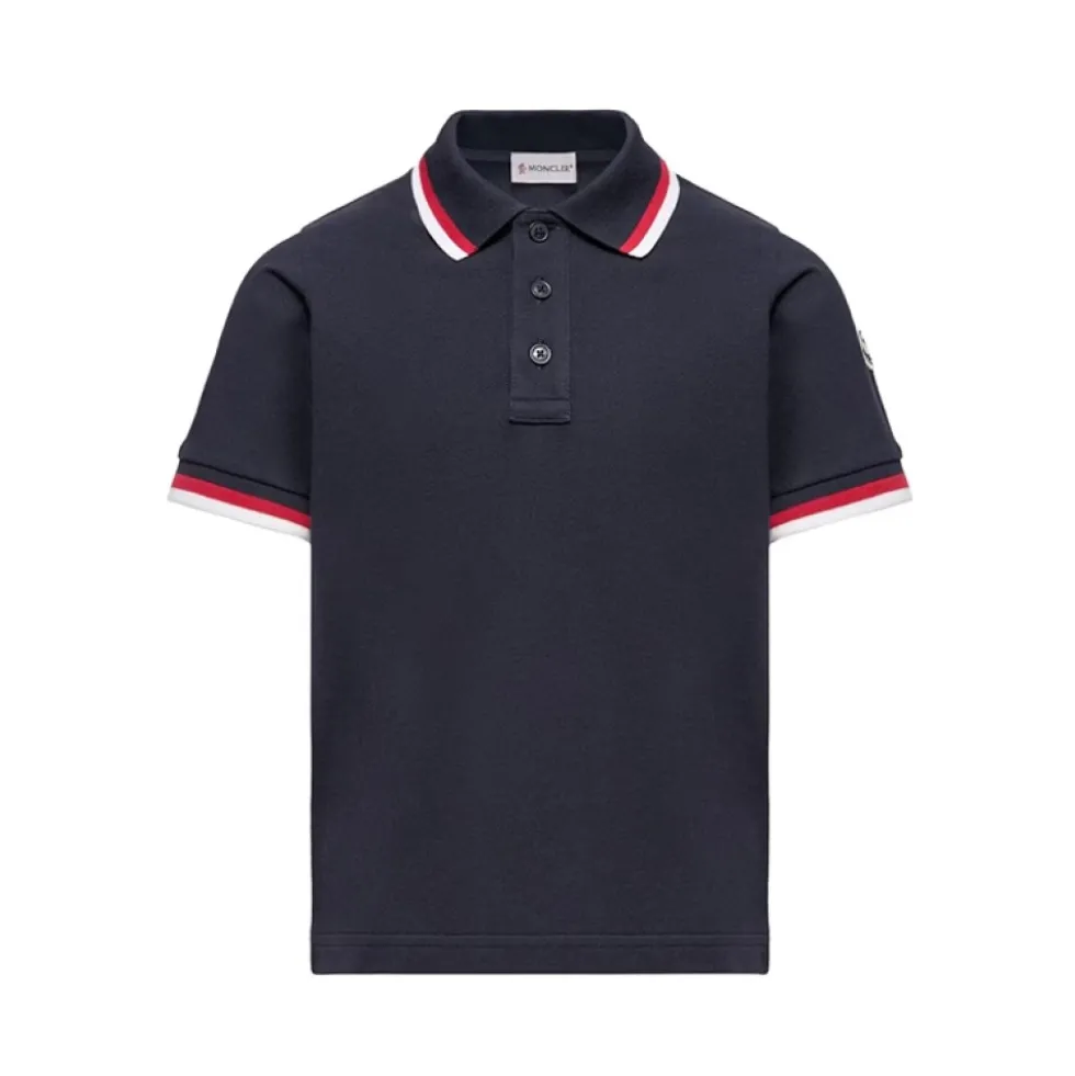 Tricolour Trim Cotton Piquet Polo