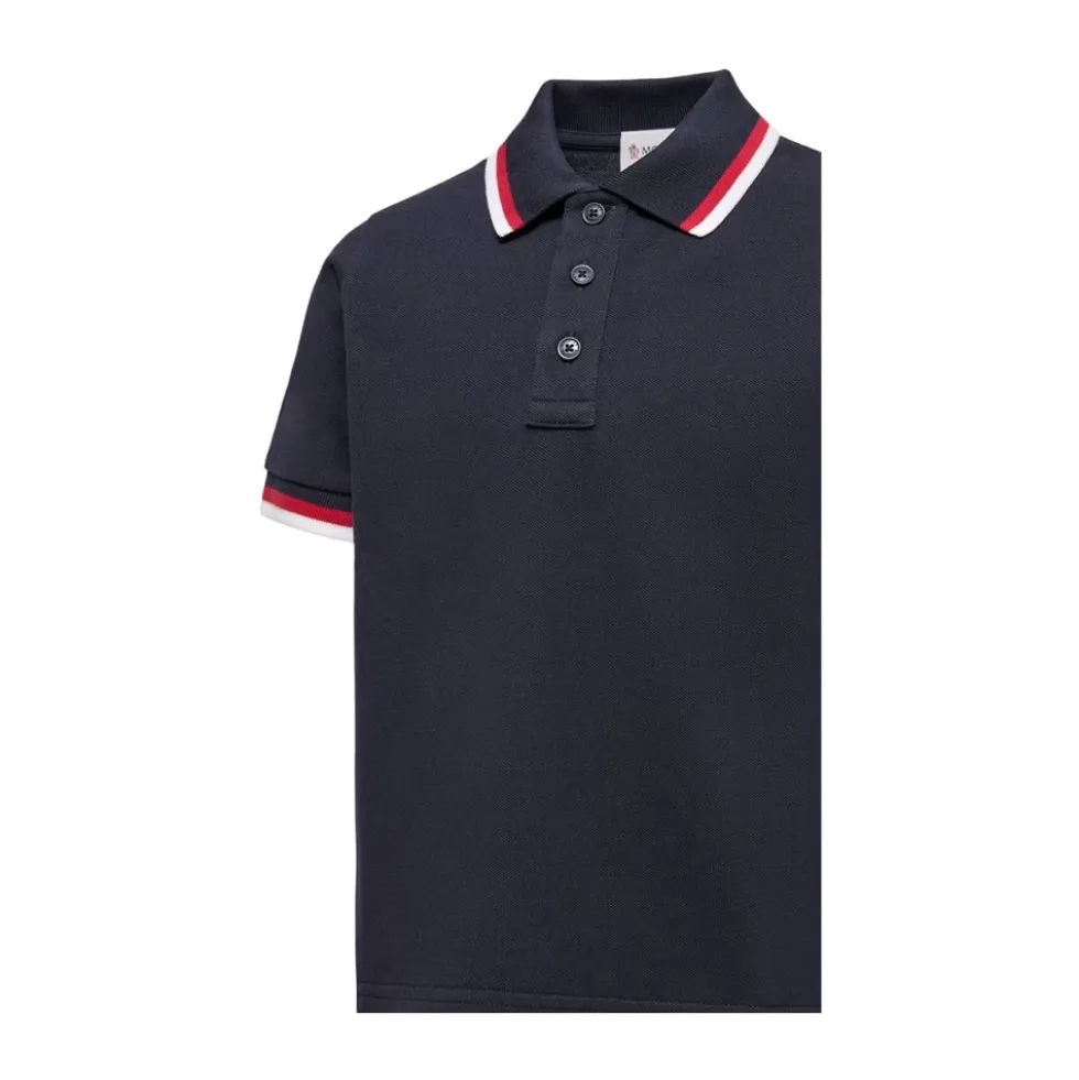 Tricolour Trim Cotton Piquet Polo