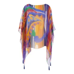 Trykt Silke Cape Top