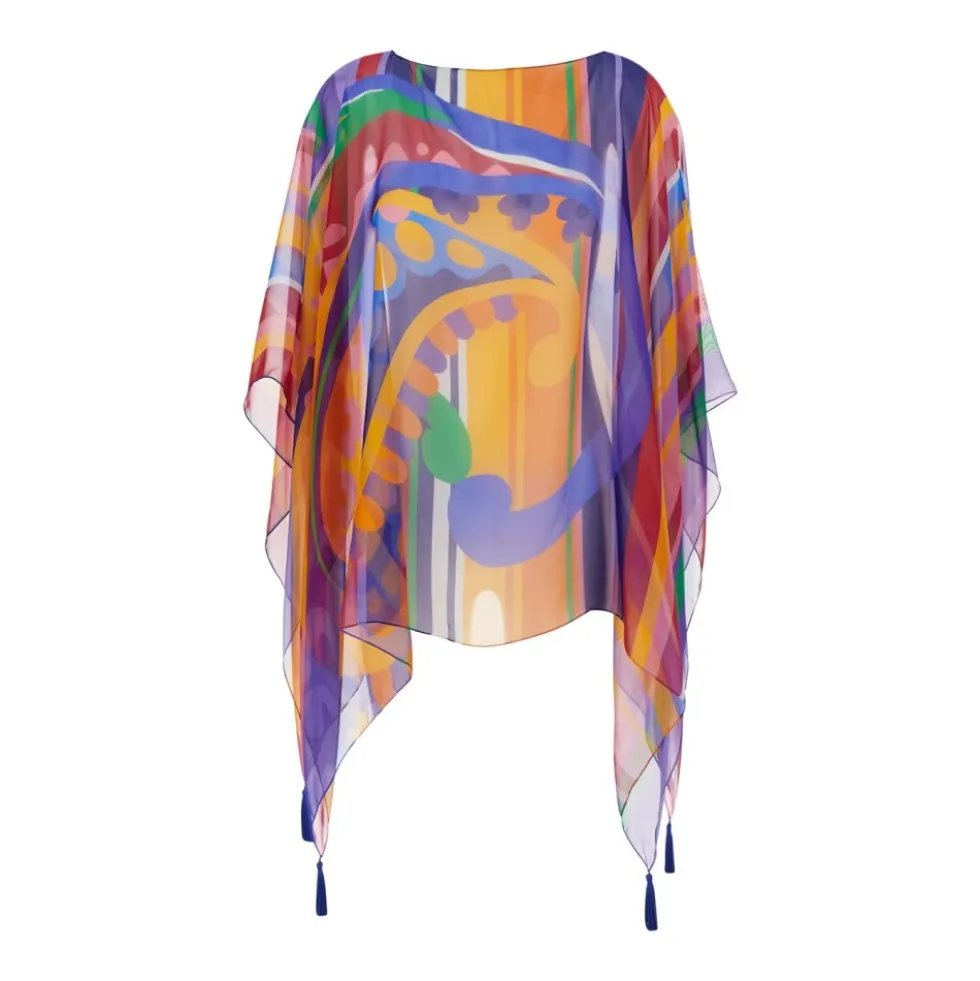 Trykt Silke Cape Top