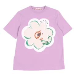 T-shirt med applikeret blomst