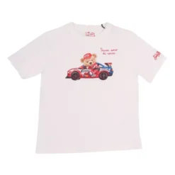T-shirt med print og broderi foran