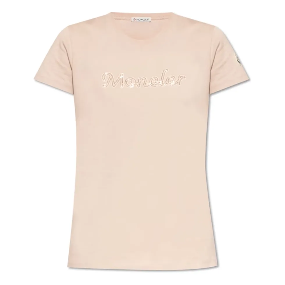 T-shirt med skinnende applikationer