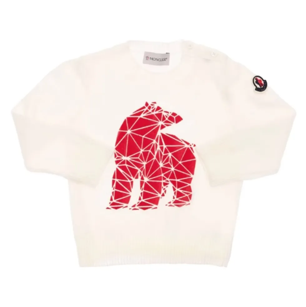 Uld Sweater med Præget Bjørneprint