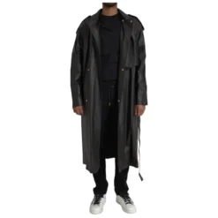 Vandtæt læder trenchcoat jakke