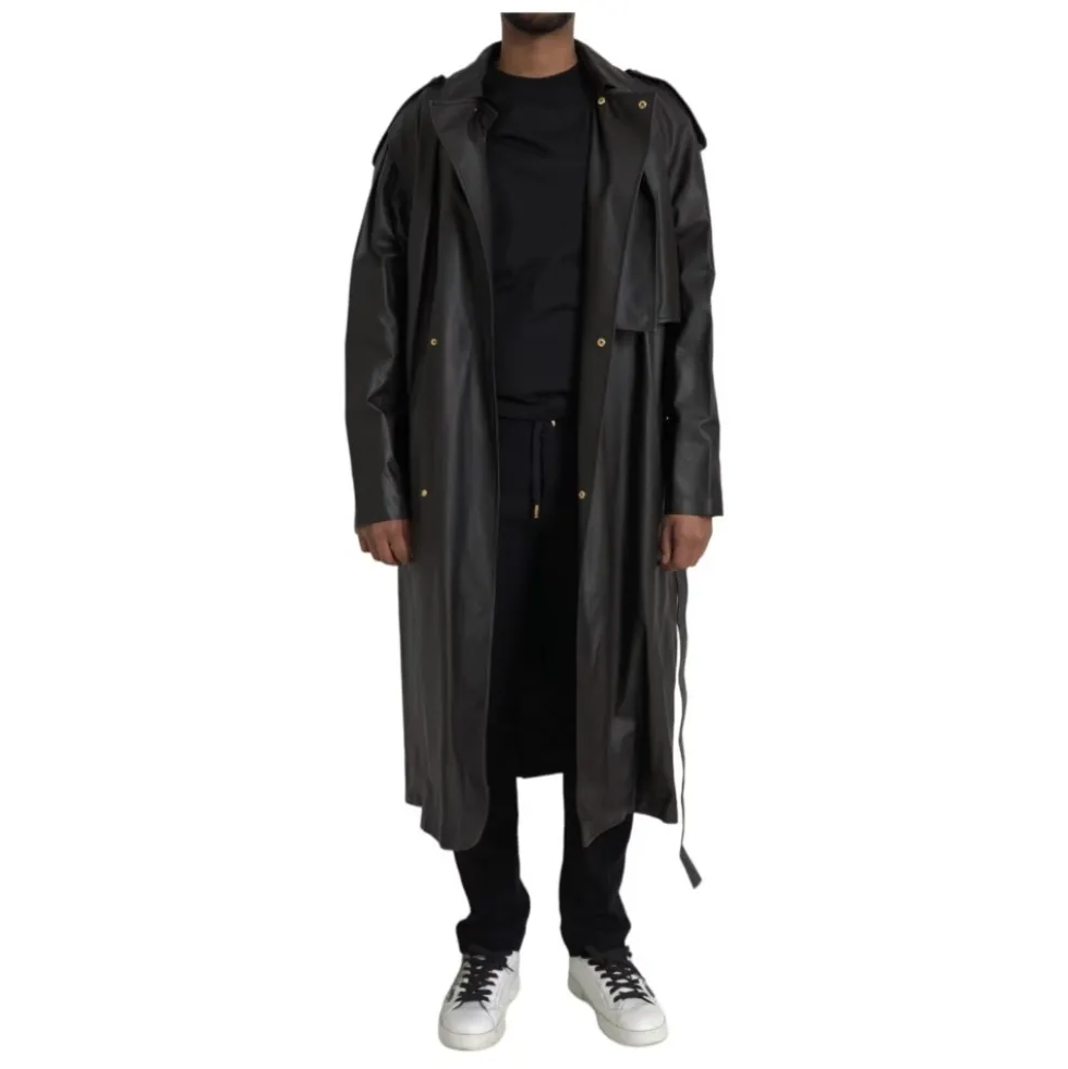 Vandtæt læder trenchcoat jakke
