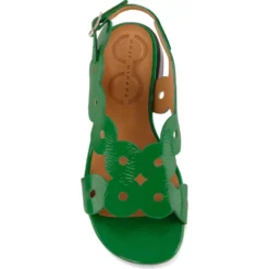 Vintage Patent Læder Sandal Grøn