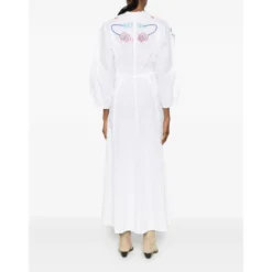 V-neck Broderet Maxikjole