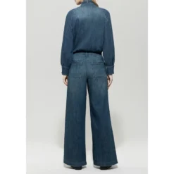 Wideleg Bleach Wash Denim Bukser
