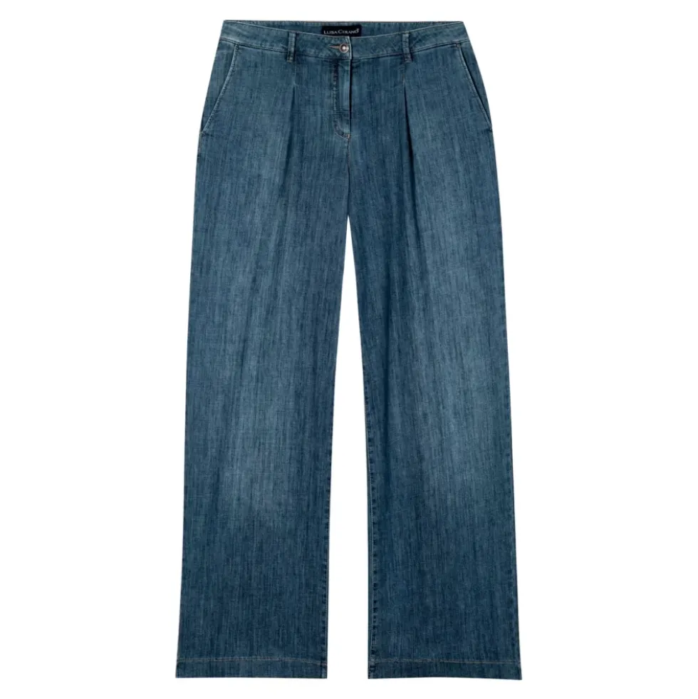 Wideleg Bleach Wash Denim Bukser