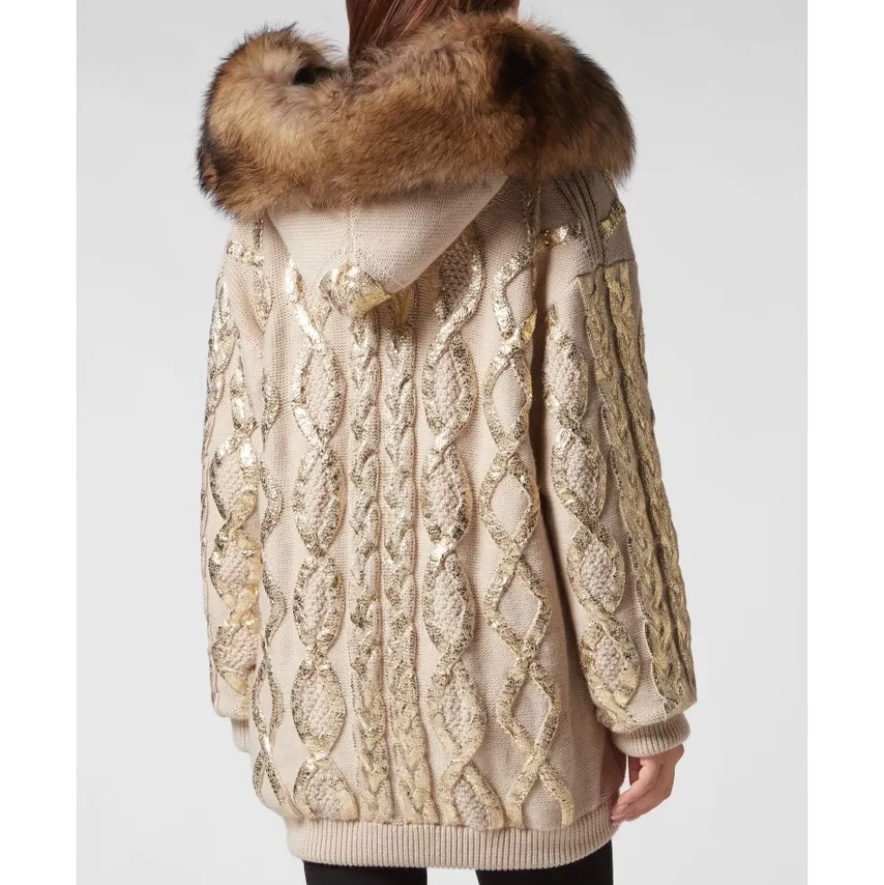 Wool & Foil Lurex Zip Cardigan