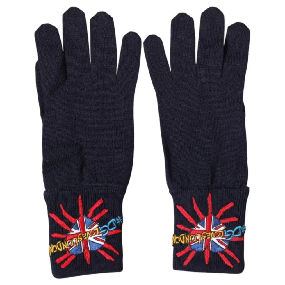 Wool Knit DGLovesLondon Embroidered Mitten Gloves