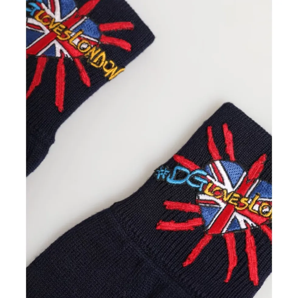 Wool Knit DGLovesLondon Embroidered Mitten Gloves