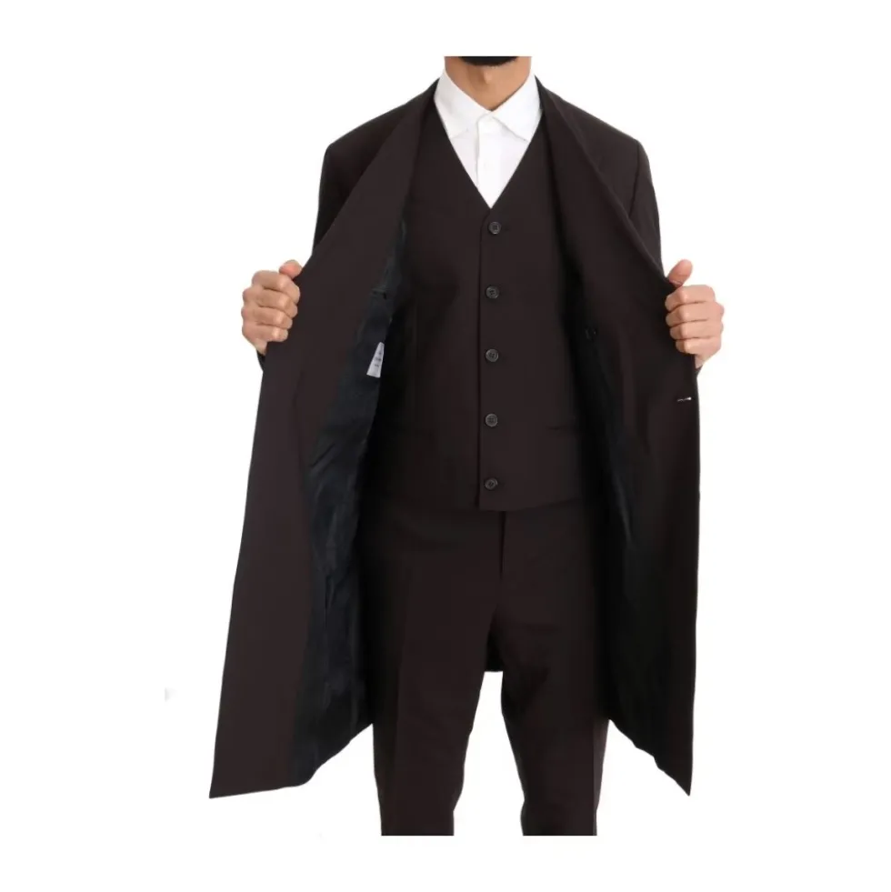 Wool Stretch Long 3 Piece Suit