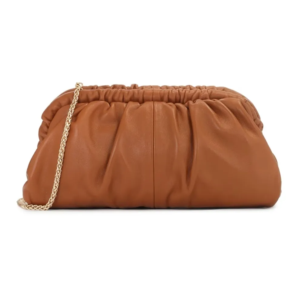 Wrinkle clutch taske med stiv ramme